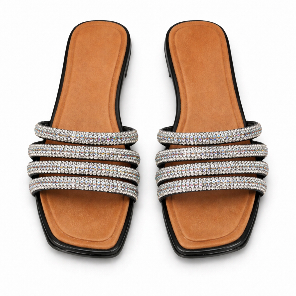 Women Luxury Beaded Strap Slide Sandals